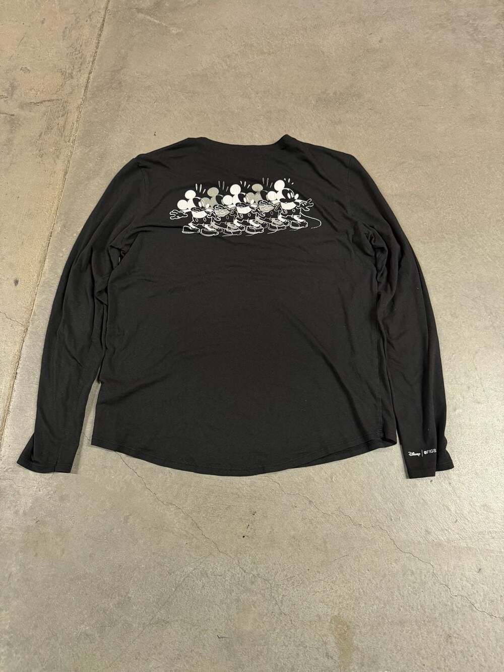 Figs Disney Mickey Mouse Long Sleeve T-Shirt Size S Black